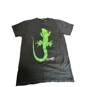 Adult Unisex Black Graphic T Shirt Iguana Print Size M Made In Ecuador Tee